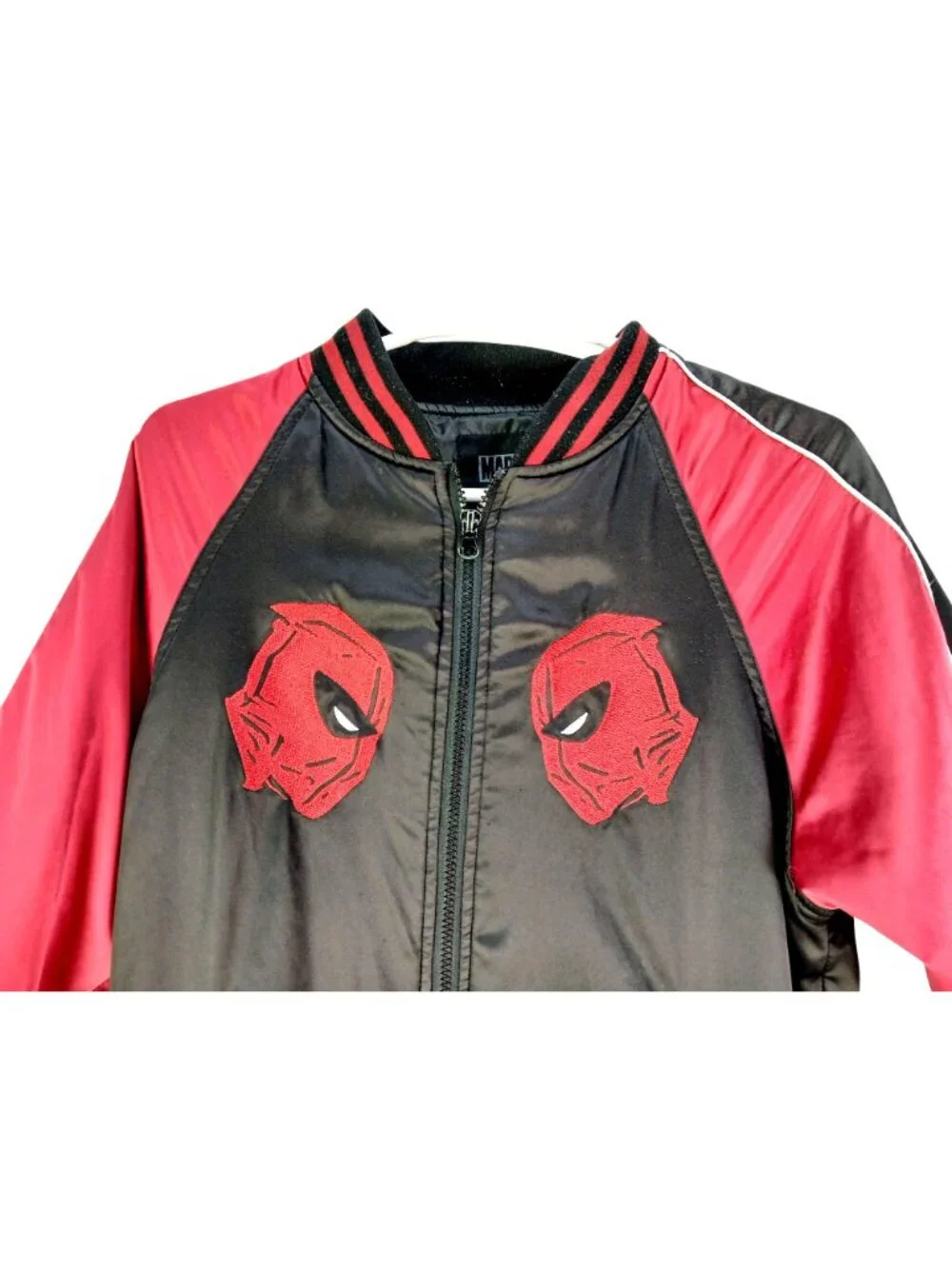 Marvel Deadpool Black & Red Bomber Jacket With Embroidered Graphics Medium Size
